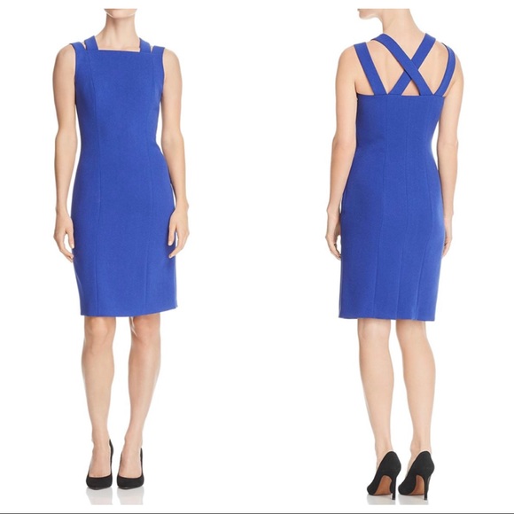HUGO BOSS DAPHIMA CRISS CROSS SLEEVELESS DRESS - Picture 1 of 8